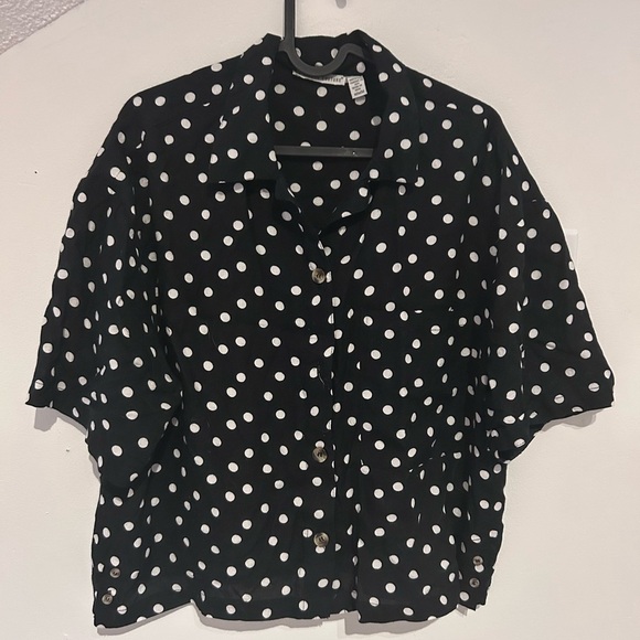 Monochrome Polka Dot Button-Down Shirt - Picture 1 of 2